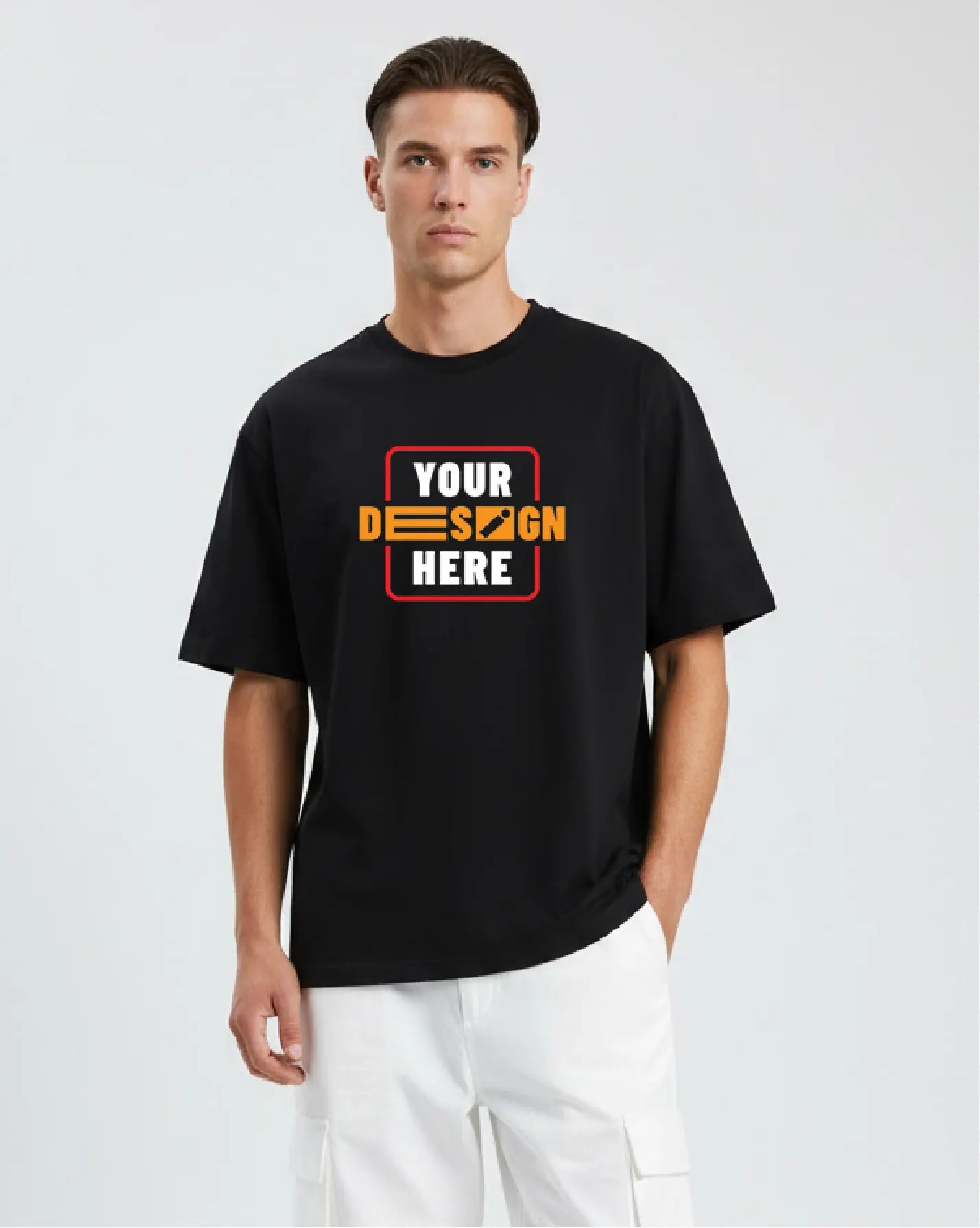Cotton Premium Round Neck T-Shirt (200 GSM) in black